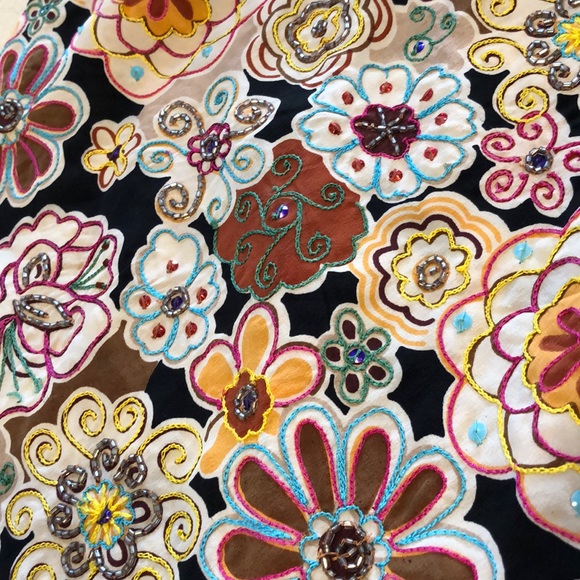 GERARD DAREL SILK BEADED & EMBROIDERED SKIRT MULTICOLORED FRENCH SIZE 40 US 8 - Picture 7 of 11
